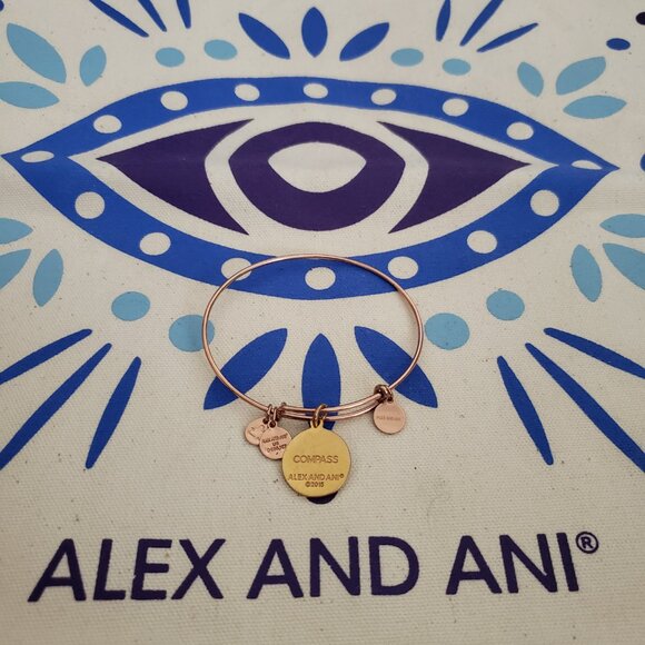 Alex and Ani Rose Gold Compass 2 Tone Bangle 102 - Picture 4 of 5